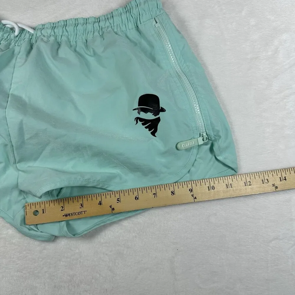 Culprit Mens XL Mint Swim Trunks Made USA Elastic Waist Zip Pocket Shorts